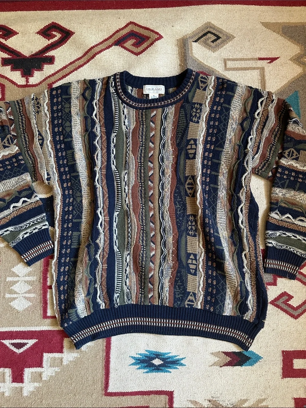 Vintage Murano Coogi Style Sweater Multicolor 90s Size XL
